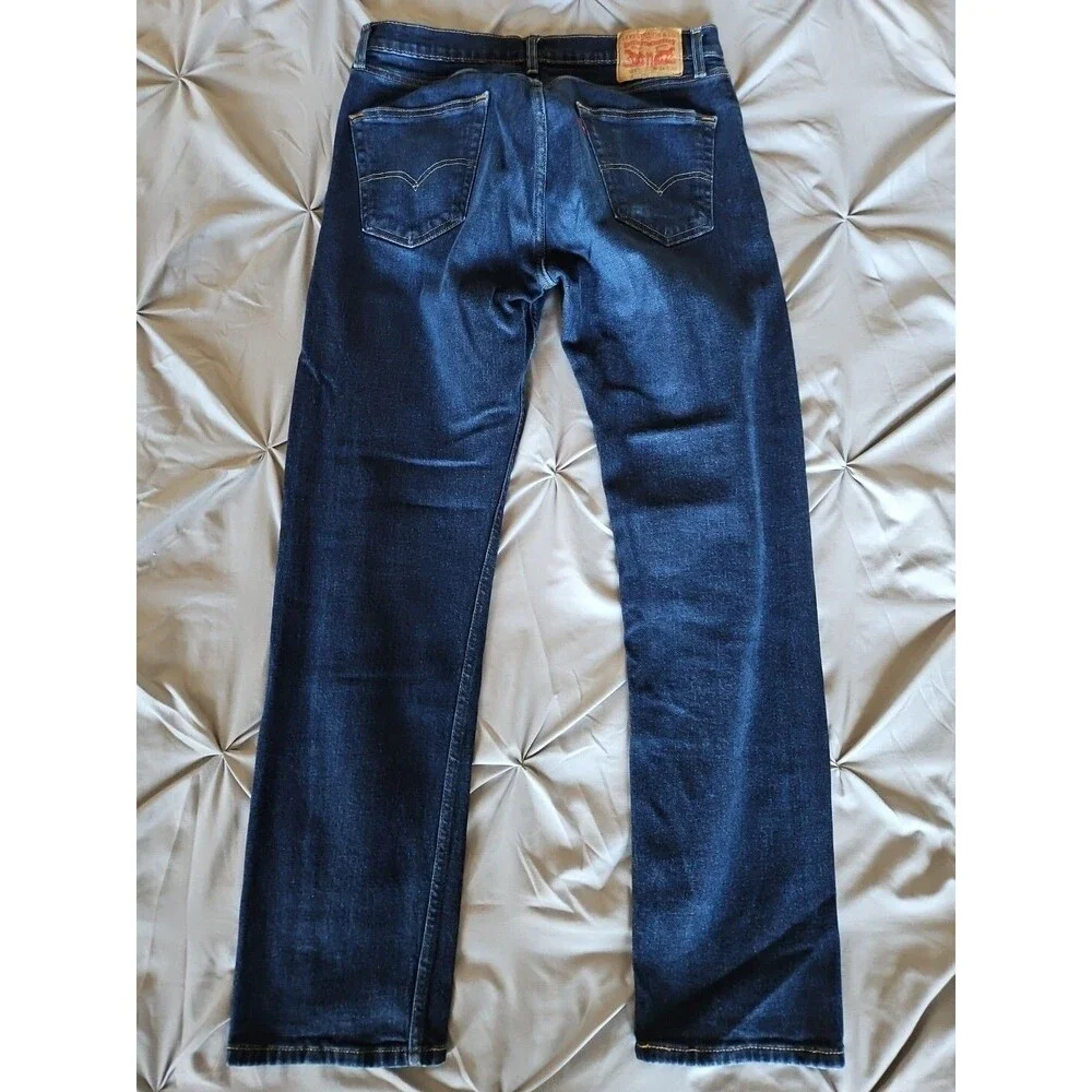 Levis 505 Jeans Mens 34x32 Blue Denim Tapered Leg Dark Wash Casual